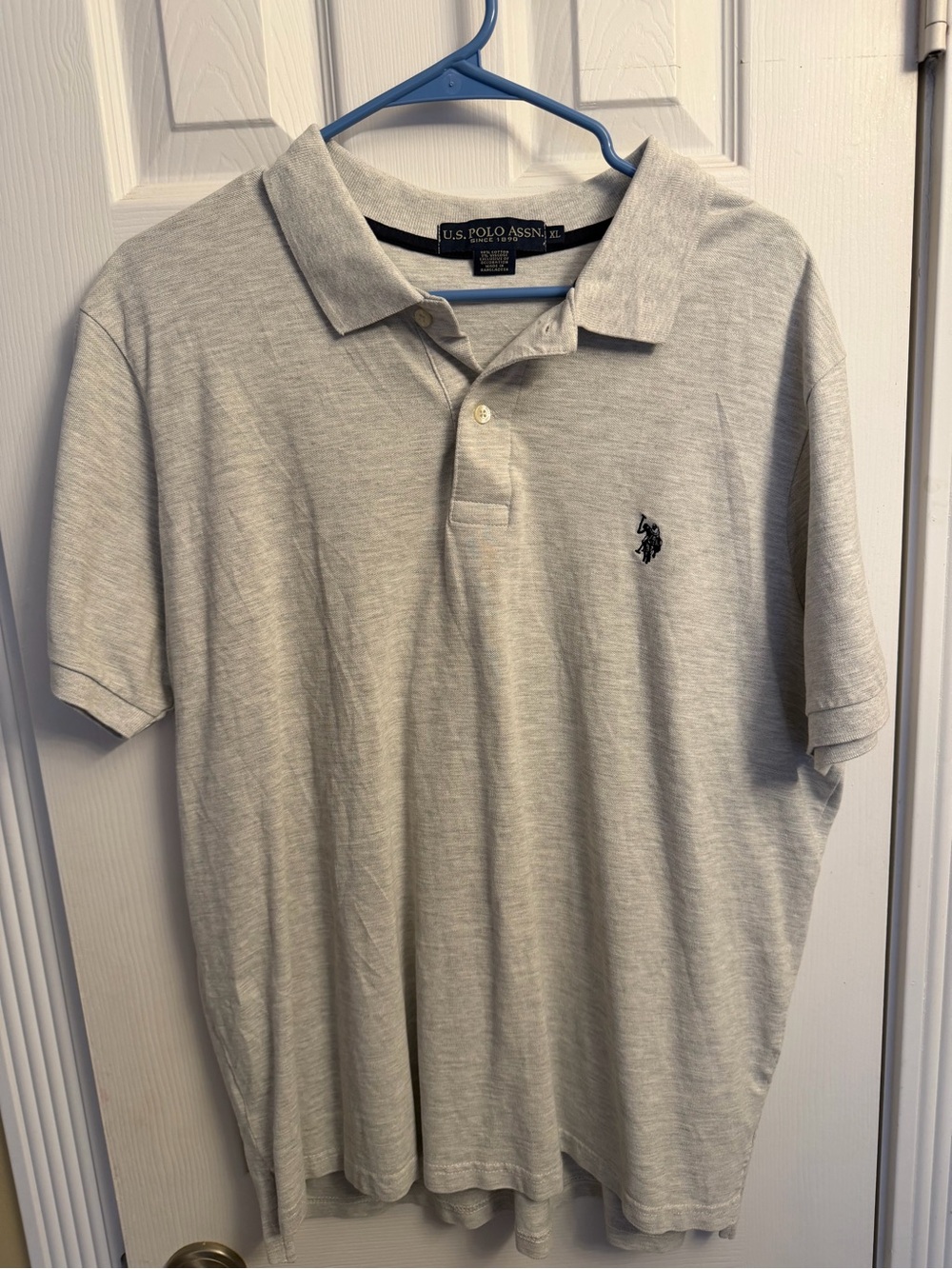 U.S. Polo Assn. Men's Heather Light Gray Polo with Embroidered Logo